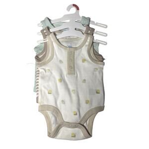 3pk Sleeveless Henley Bodysuit - Cloud Island - 0 - 3 Months